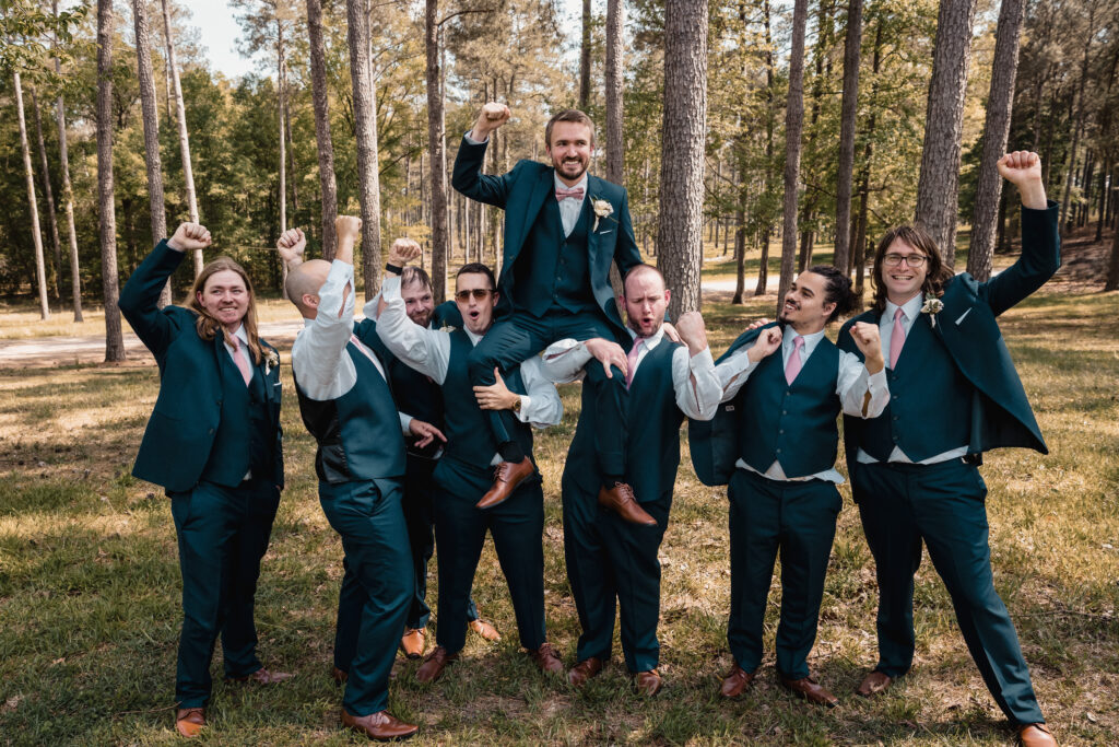 Groom with groomsmen - Hattiesburg wedding photographers  