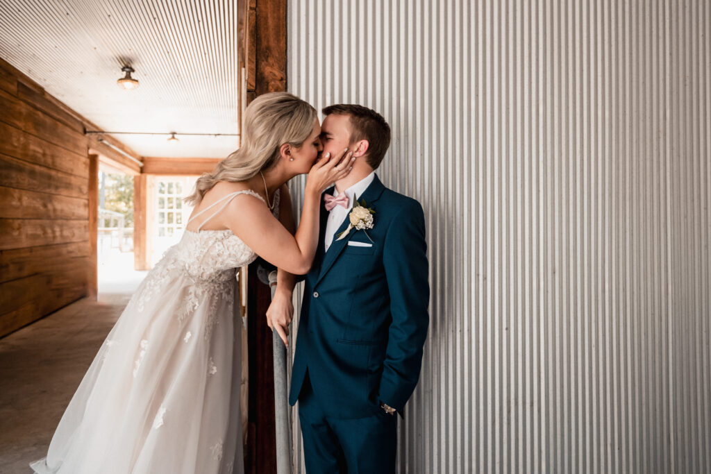 Bride and groom first look - Wedding at Rasberry Greene 